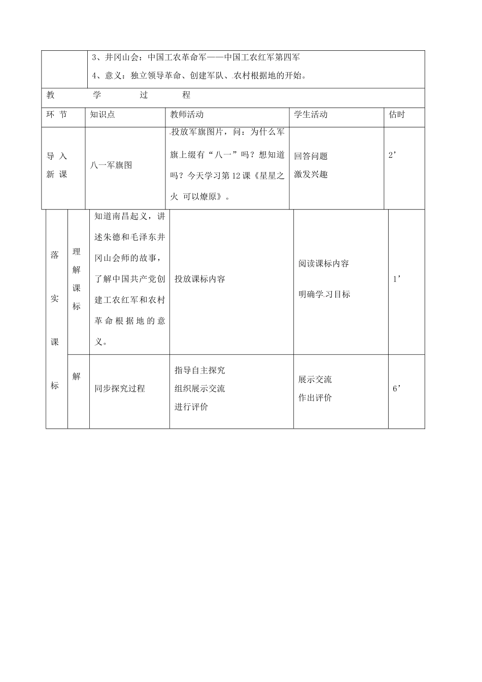 八年级历史上册《第12课 星星之火可以燎原》教案 新人教版_第2页