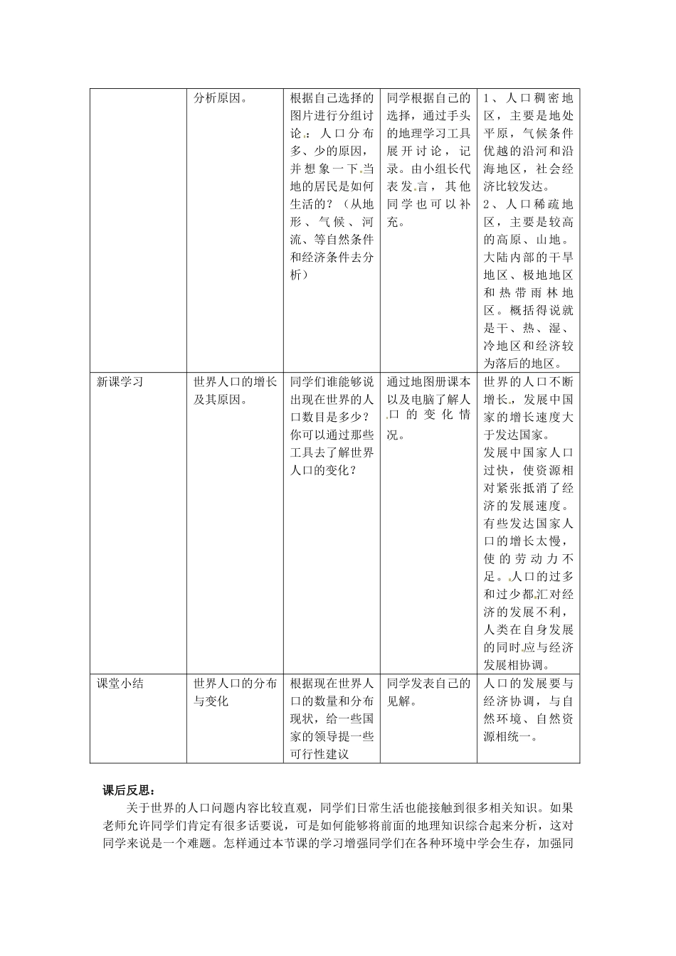 湖南省常德市第九中学七年级地理上册《世界的人口》教案 （新版）新人教版_第2页