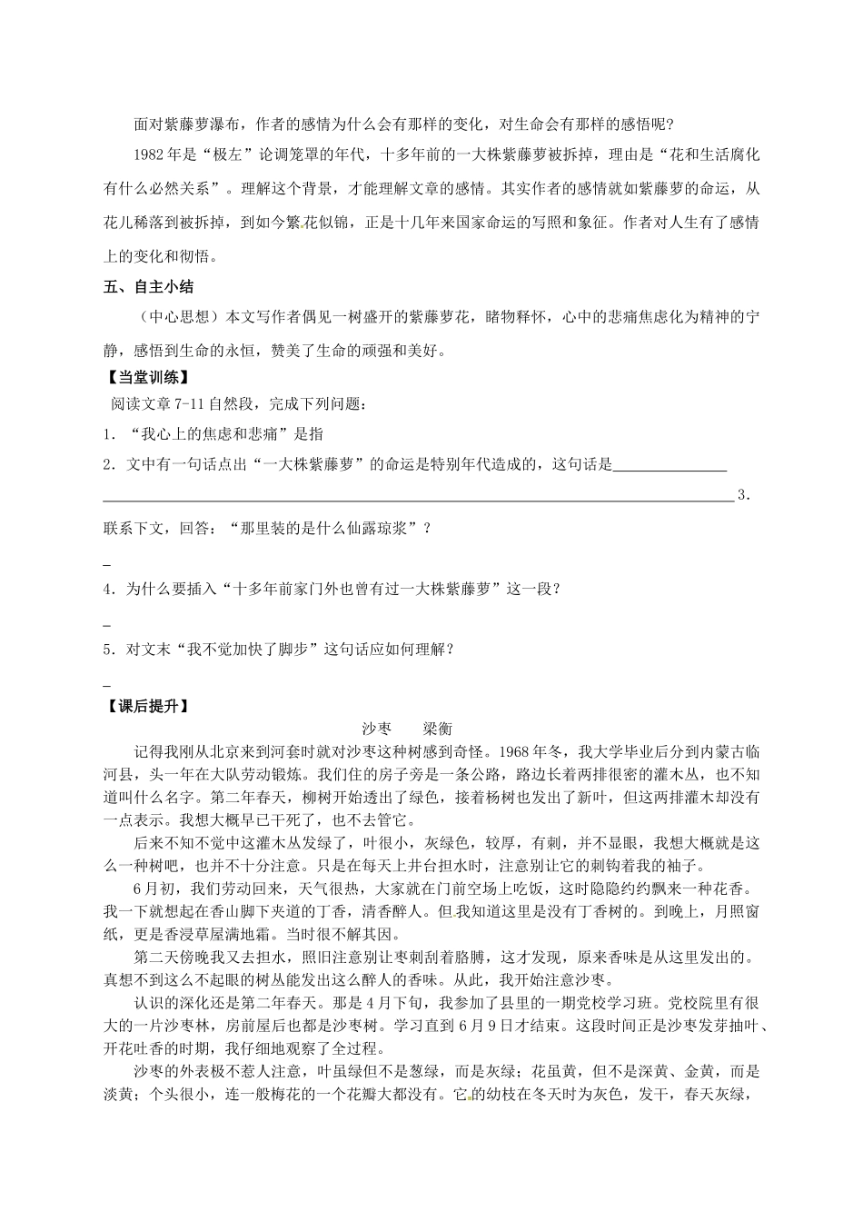 福建省晋江市八年级语文下册 5 紫藤萝瀑布学案 苏教版-苏教版初中八年级下册语文学案_第3页