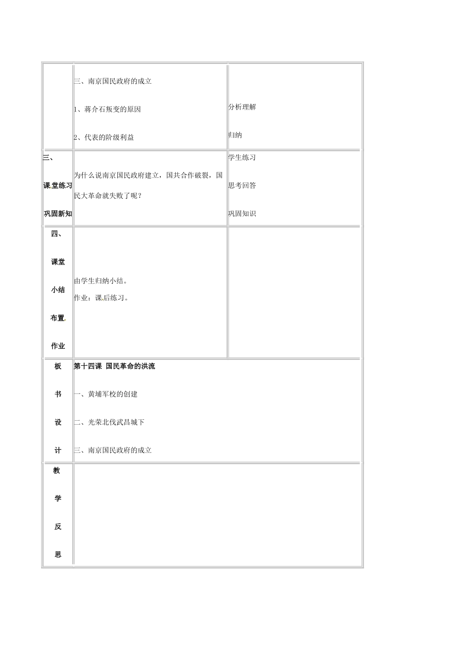 八年级历史上册 第三单元 第14课国民革命的洪流教案北师大版_第2页