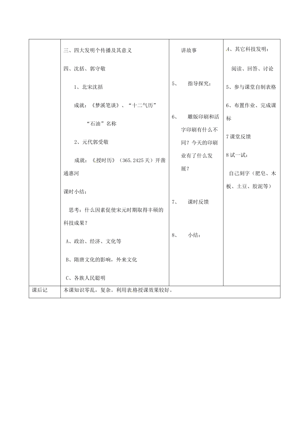 安徽省滁州二中七年级历史下册《第13课 灿烂的宋元文化（一）》教案 新人教版_第2页