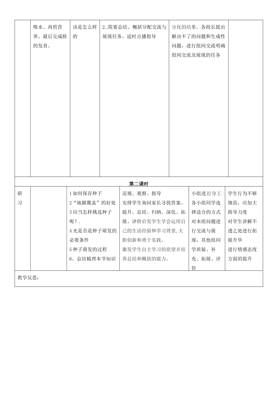 吉林省通化市七年级生物上册 第3单元 第2章 第1节 种子的萌发导学案1 （新版）新人教版-（新版）新人教版初中七年级上册生物学案_第3页