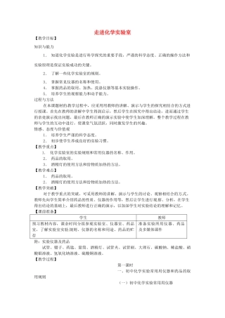 江苏省南京市长城中学九年级化学上册 1.3 走进化学实验室教案（第1课时） 新人教版