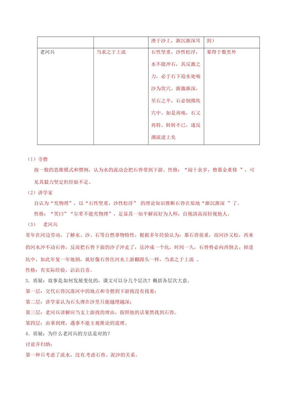 北大绿卡七年级语文上册 25《河中石兽》导学案 （新版）新人教版-（新版）新人教版初中七年级上册语文学案_第3页