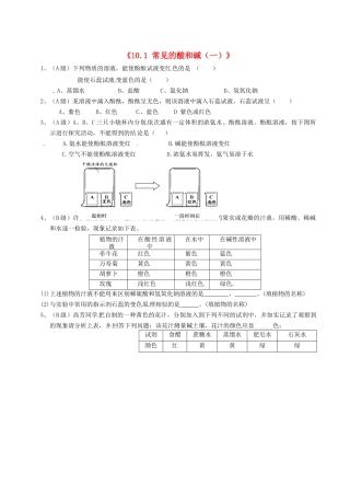 江苏省东台市唐洋镇中学九年级化学下册《10.1 常见的酸和碱（一）》练习（无答案） 新人教版
