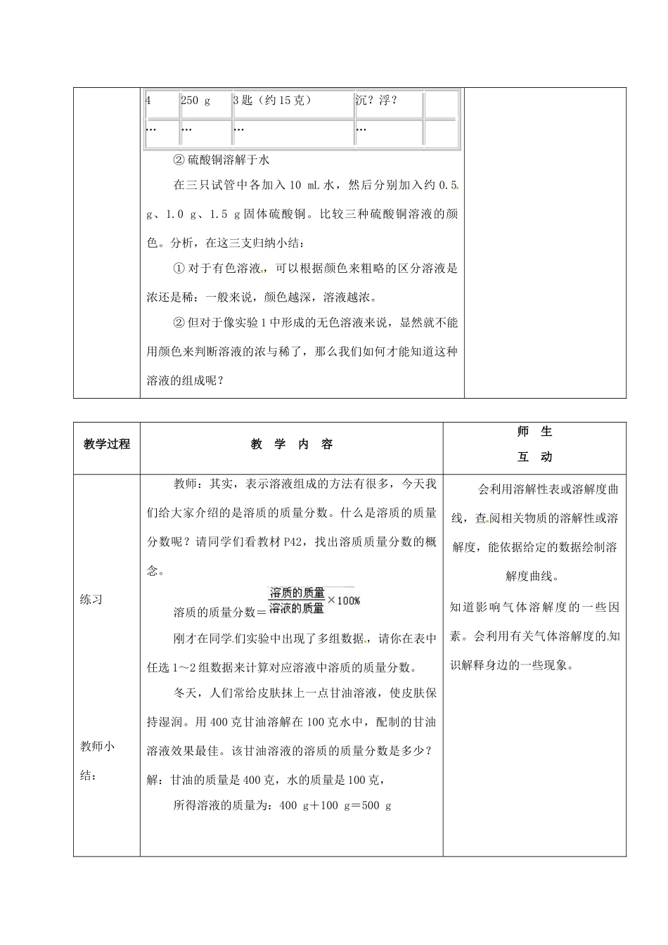 河北省邢台市桥东区九年级化学下册 第9单元 溶液 9.3 溶液的浓度教案 （新版）新人教版-（新版）新人教版初中九年级下册化学教案_第2页