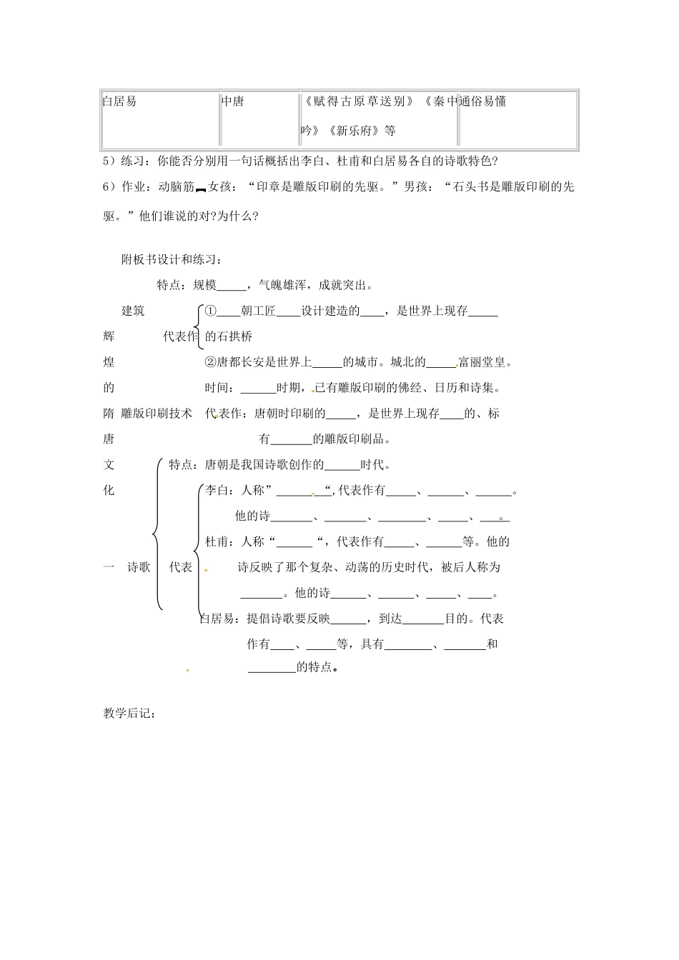 湖南省常德市第九中学七年级历史下册 第一单元  第7课《辉煌的隋唐文化（一）》教案 新人教版_第3页