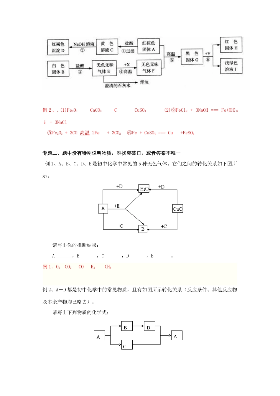 黑龙江省哈尔滨市九年级化学教师辅导材料 推断题分类-人教版初中九年级全册化学教案_第2页