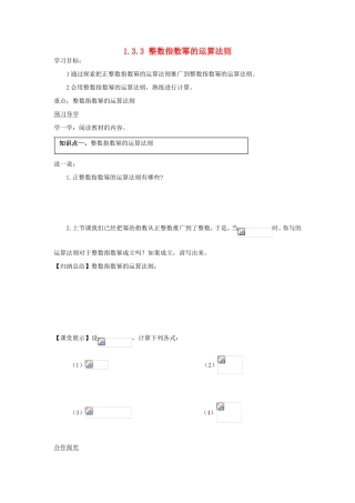 湖南省蓝山县第一中学八年级数学上册 1.3.3 整数指数幂的运算法则学案（无答案）（新版）湘教版