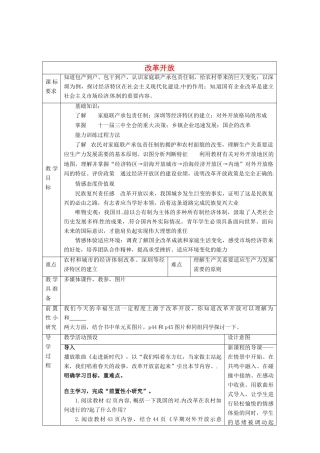 河北省围场满族蒙古族自治县半截塔镇中学八年级历史下册 第9课 改革开放教学设计 新人教版