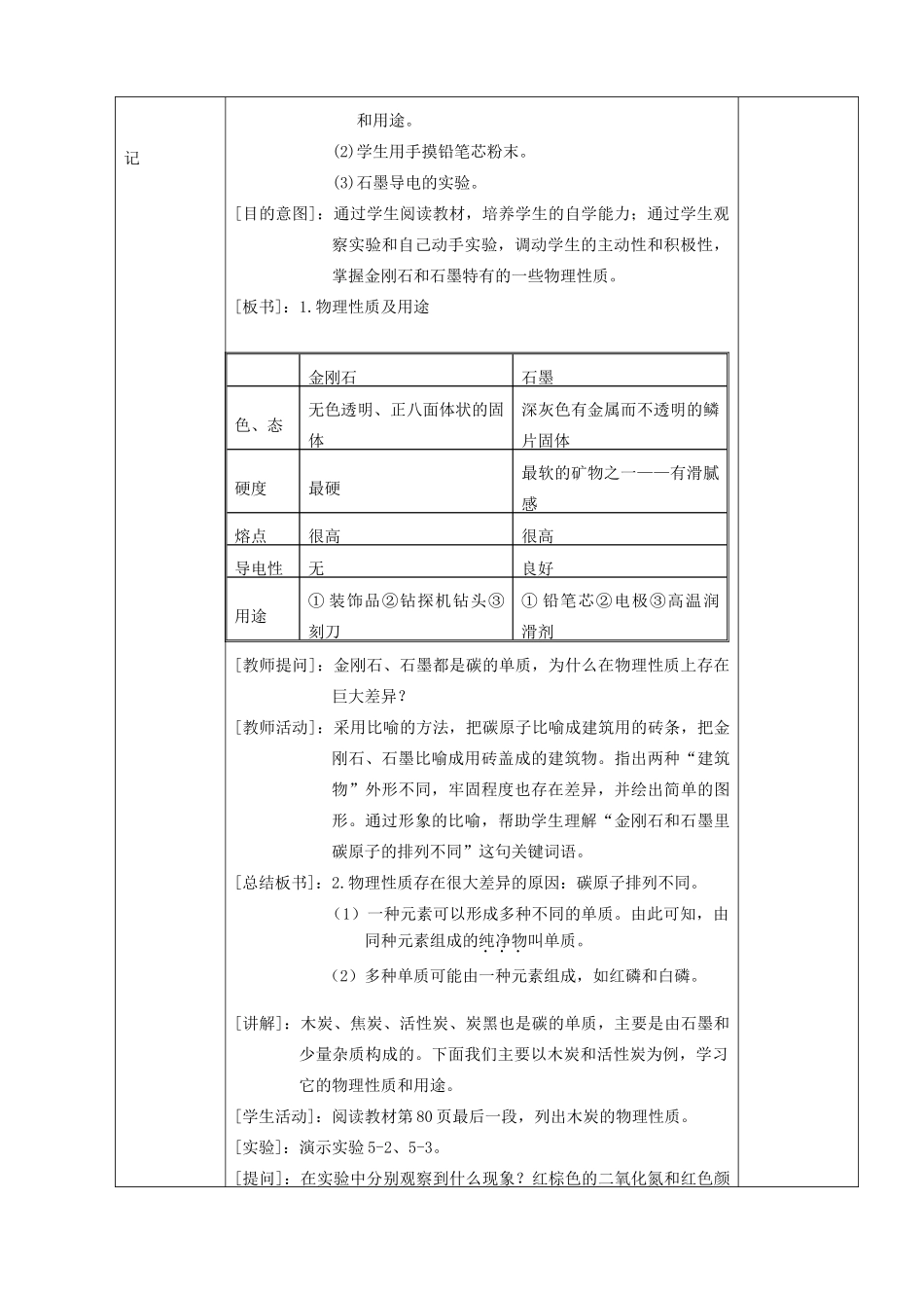福建东侨经济开发区中学九年级化学《金刚石，石墨和C60》教案 新人教版_第2页