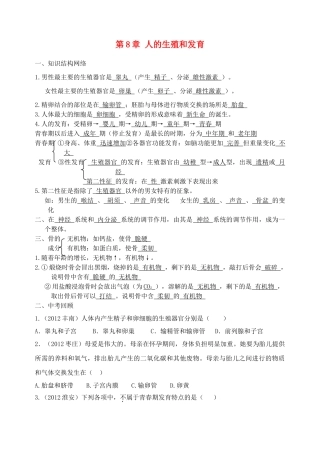 甘肃省张掖市第四中学七年级生物下册 第8章 人的生殖和发育讲学稿（无答案） 苏教版