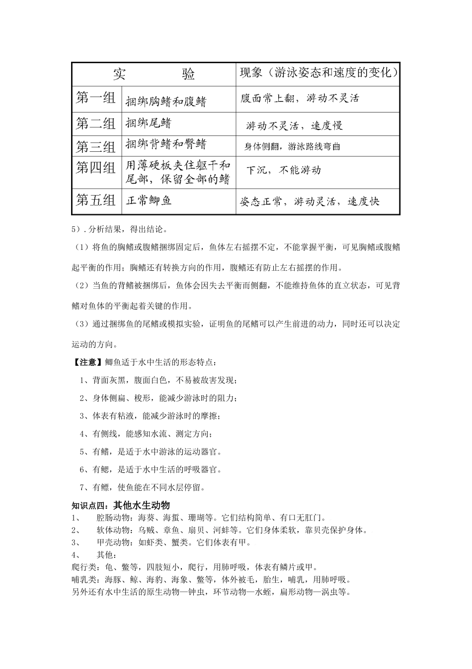 八年级生物上第五单元第一节水中生活的动物学案人教版_第3页