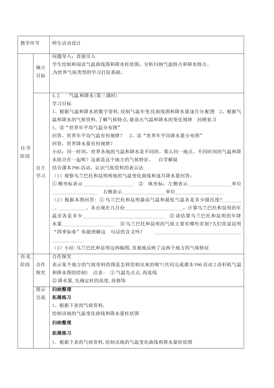 甘肃省临泽县七年级地理上册 第四章 第二节 气温和降水教学设计 （新版）湘教版-（新版）湘教版初中七年级上册地理教案_第2页