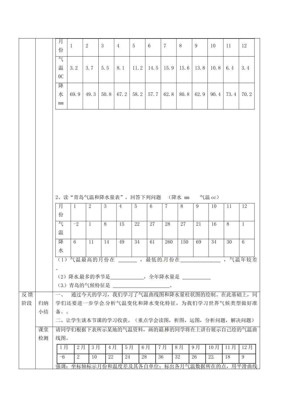 甘肃省临泽县七年级地理上册 第四章 第二节 气温和降水教学设计 （新版）湘教版-（新版）湘教版初中七年级上册地理教案_第3页