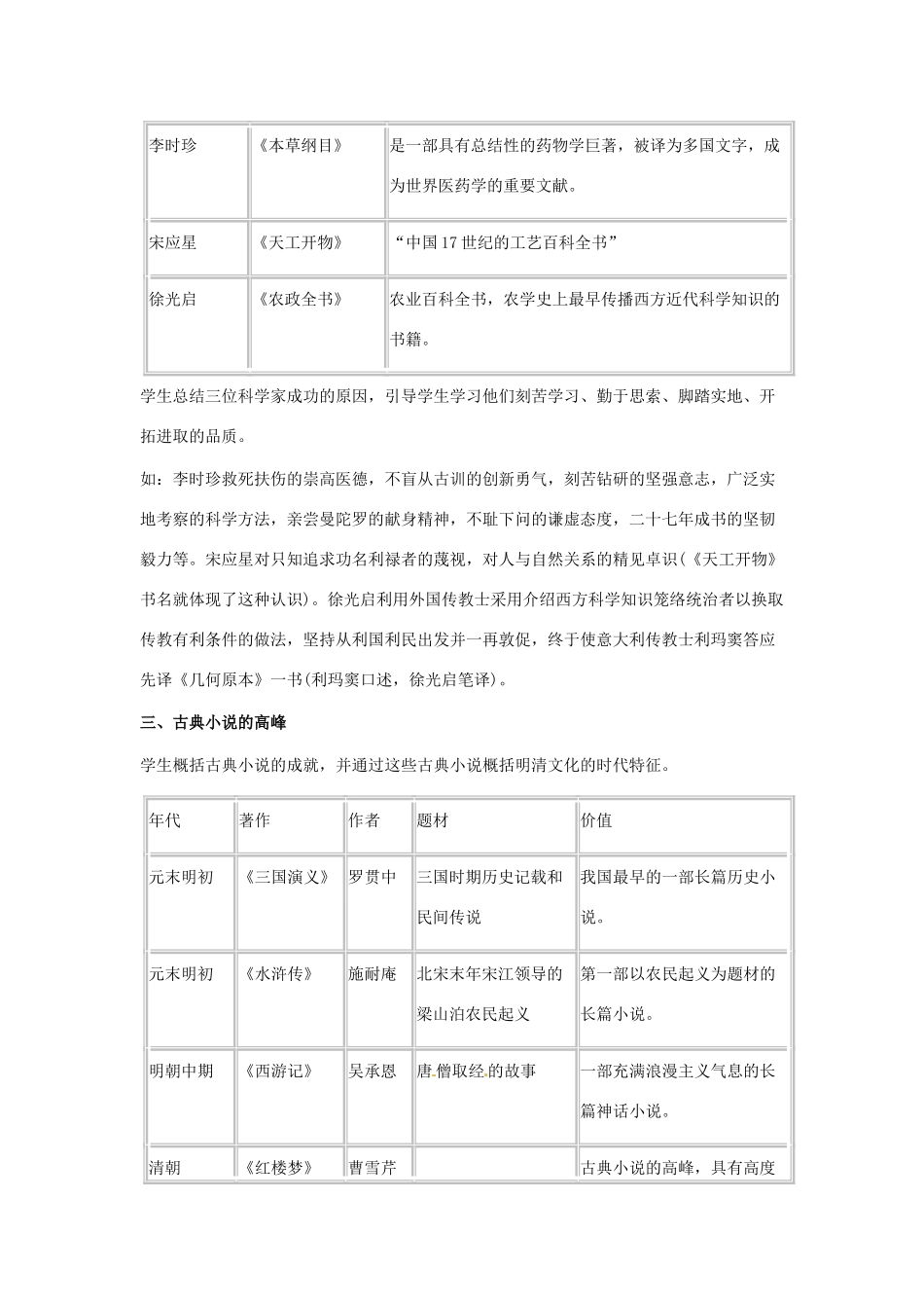 江苏省南通市实验中学七年级历史下册 第21、22课 时代特点鲜明的明清文化教案 新人教版_第2页
