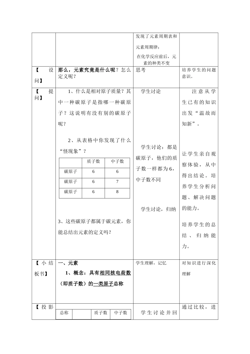 初中化学 第四单元 物质构成的奥秘 元素 教学设计(四)人教版_第3页