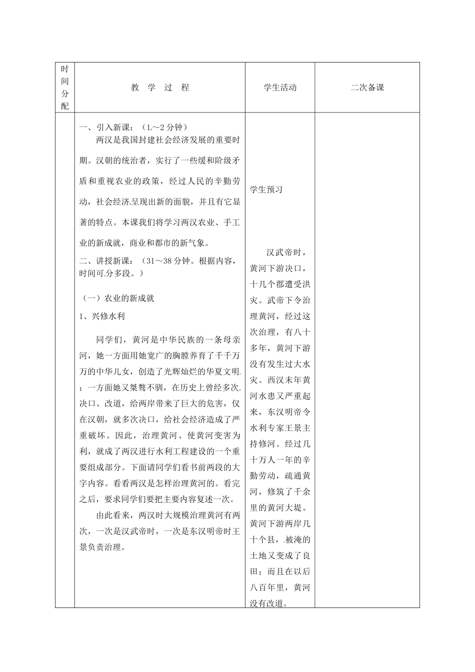 黑龙江省虎林市八五零农场学校七年级历史上册 13.两汉经济的发展教案 新人教版_第2页