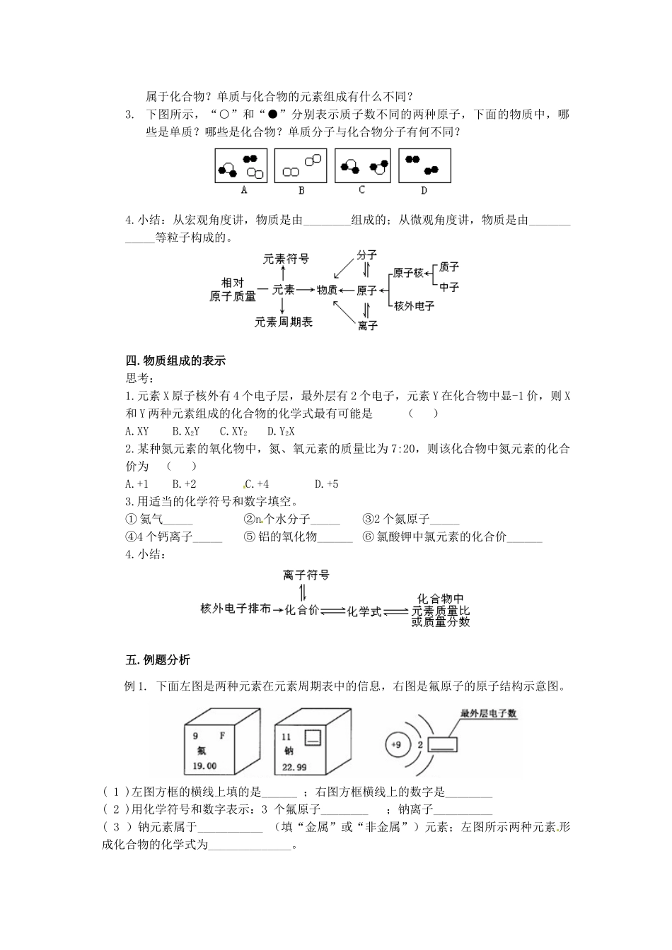 湖北省随州市曾都区府河镇中心学校九年级化学上册《物质构成的奥秘》单元复习教案 新人教版_第2页
