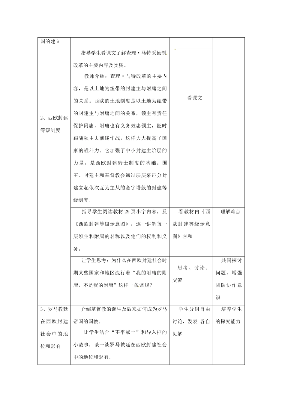湖南省常德市第九中学九年级历史上册 第二单元 第5课 中古欧洲社会教案 新人教版_第3页