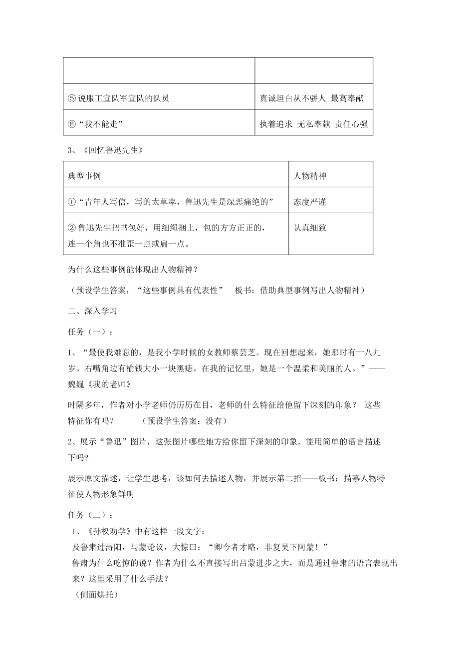 湖北省武汉市七年级语文下册 第一单元 写作 写出人物的精神导学提纲 新人教版-新人教版初中七年级下册语文学案_第2页