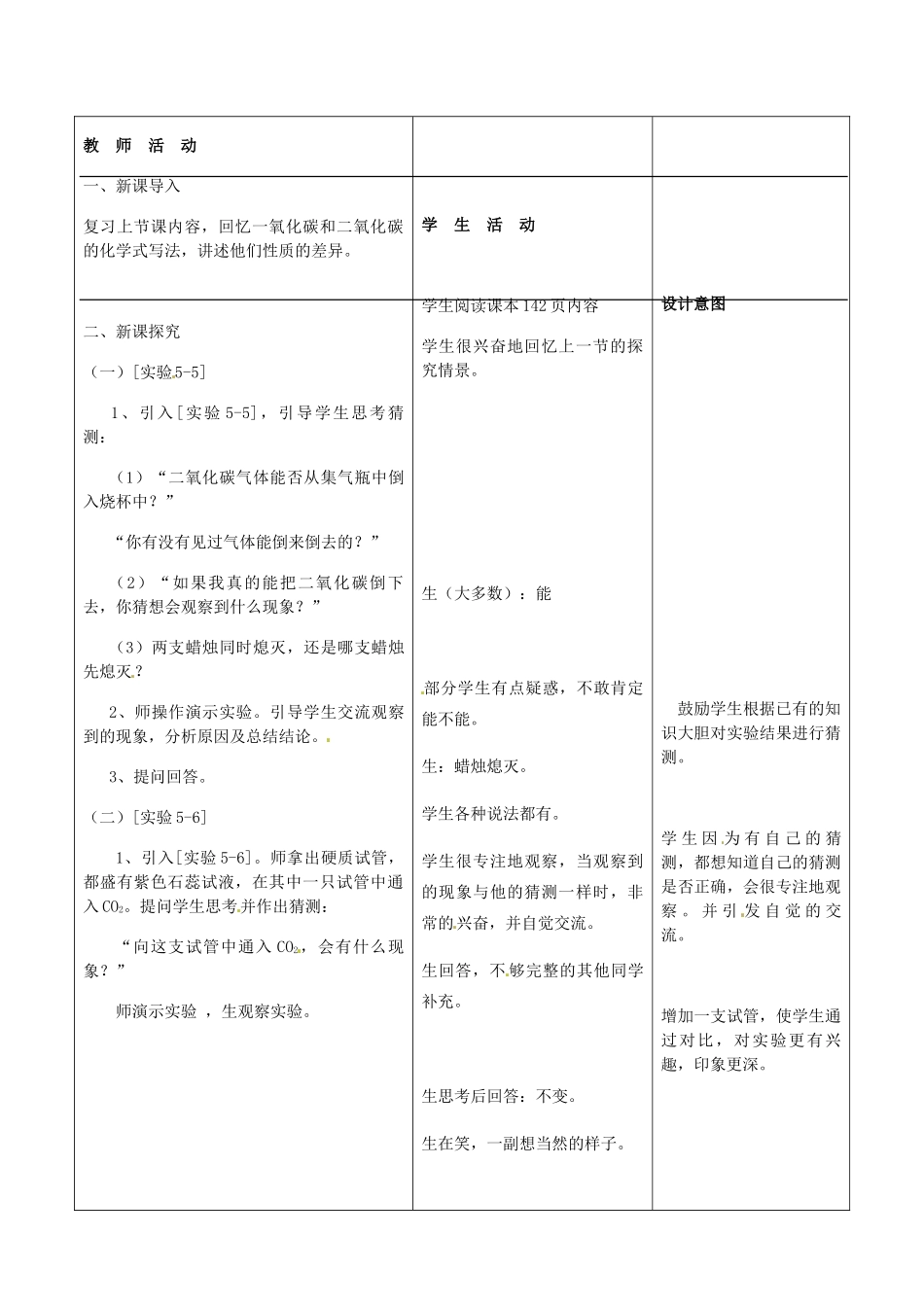 河南省濮阳市南乐县韩张镇初级中学九年级化学上册 第六单元《实验活动2 二氧化碳的实验室制取与化学性质》教案 新人教版_第2页