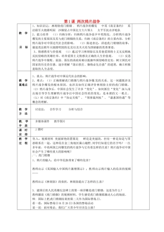 八年级历史上册 第1课 两次鸦片战争教案 华东师大版-华东师大版初中八年级上册历史教案