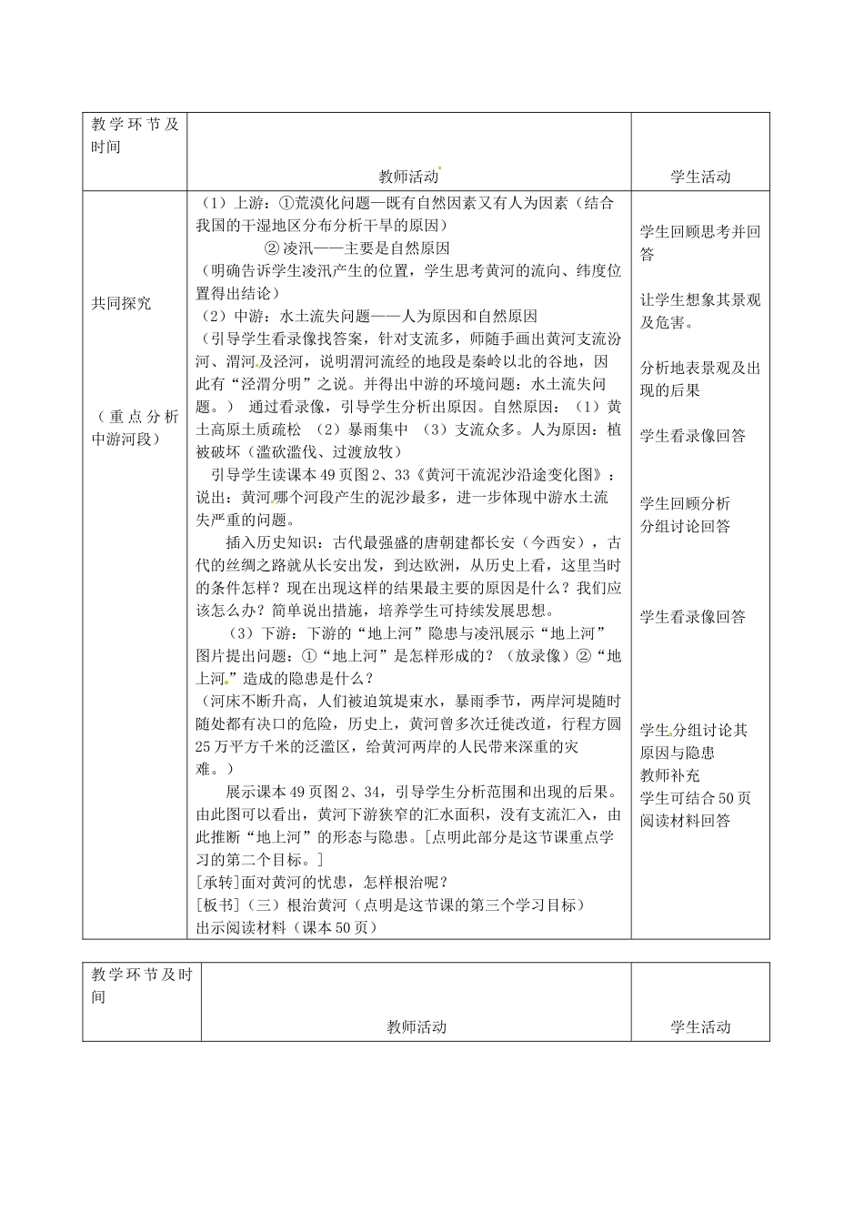 北京市第一五四中学七年级地理上册 6.3.2 河流和湖泊 黄河的治理教案 新人教版_第3页