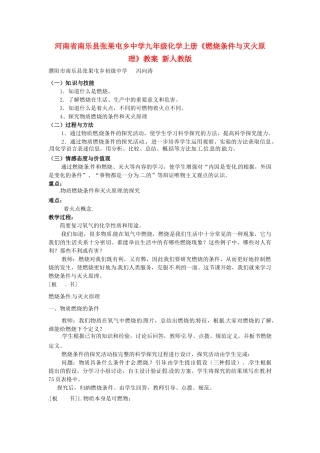 河南省南乐县张果屯乡中学九年级化学上册《燃烧条件与灭火原理》教案 新人教版