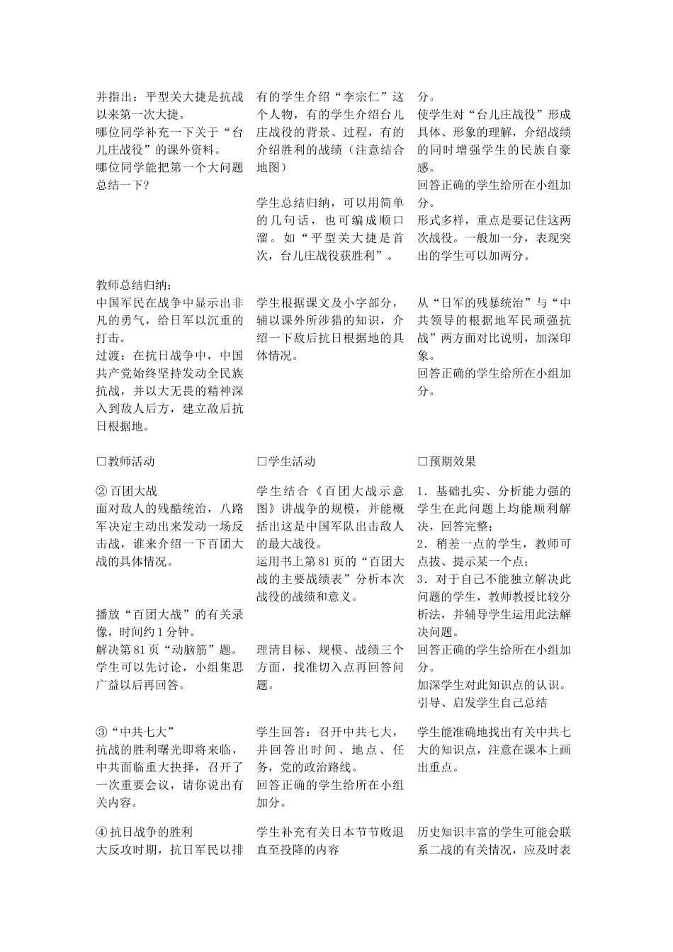 八年级历史上册 第16课 血肉筑长城教学设计 新人教版-新人教版初中八年级上册历史教案_第3页