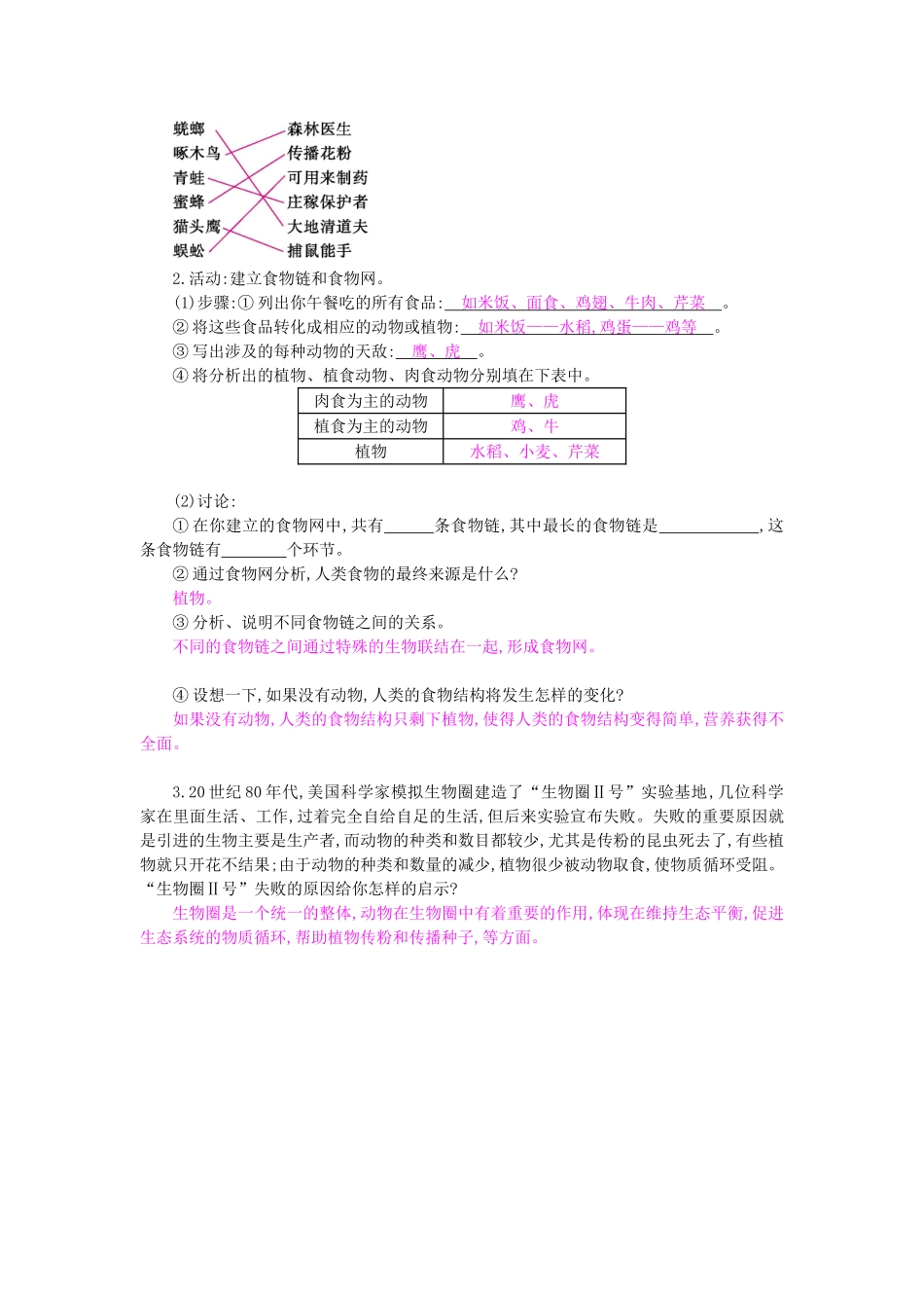 八年级生物上册 第17章 第1节《动物在生物圈中的作用》导学案 北师大版-北师大版初中八年级上册生物学案_第2页
