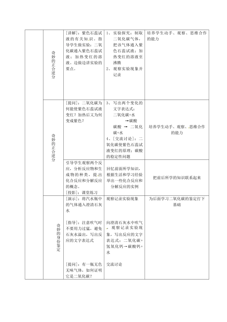 江苏省丹阳市前艾中学九年级化学全册《奇妙的二氧化碳》教案 沪教版_第3页