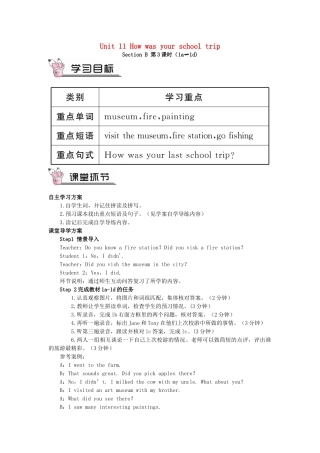 春七年级英语下册 Unit 11 How was your school trip Section B（第3课时）导学案 （新版）人教新目标版-（新版）人教新目标版初中七年级下册英语学案