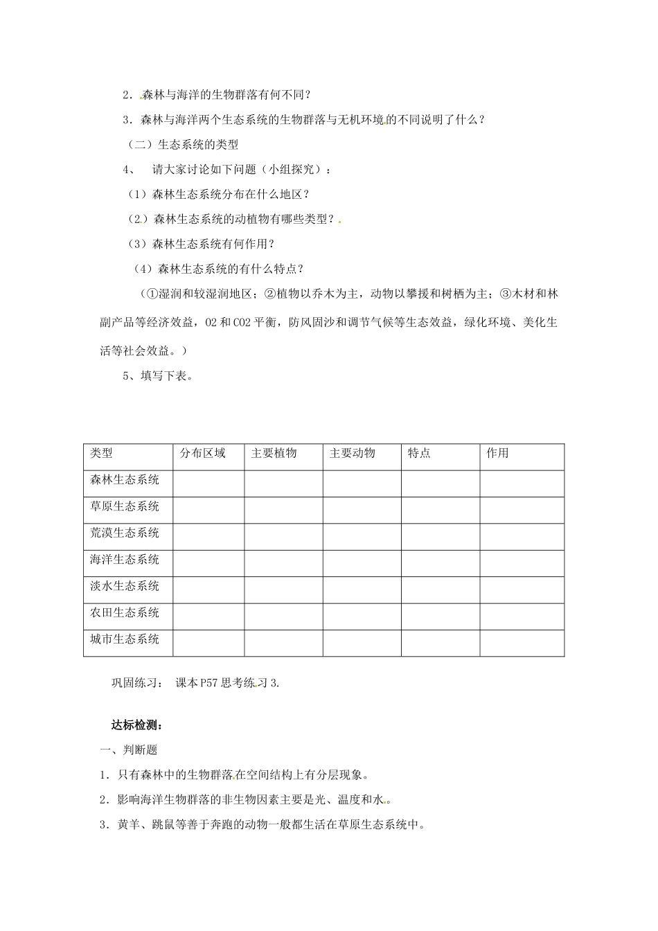 八年级生物下册 6.1.4生态系统的类型学案 济南版_第2页