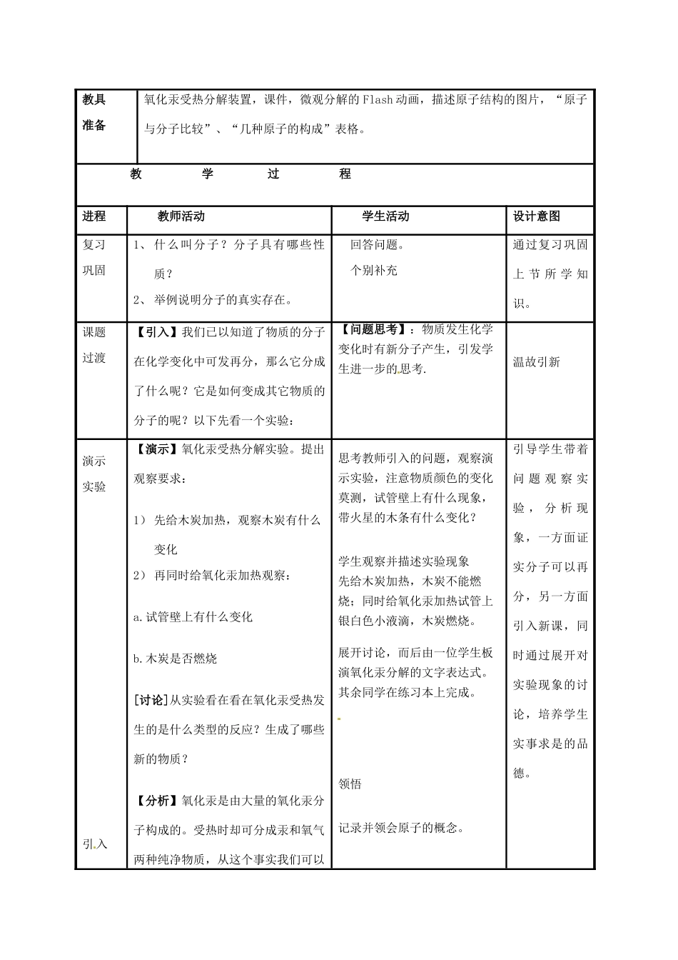 江苏省大丰市万盈二中九年级化学《原子》教学设计 人教新课标版_第2页