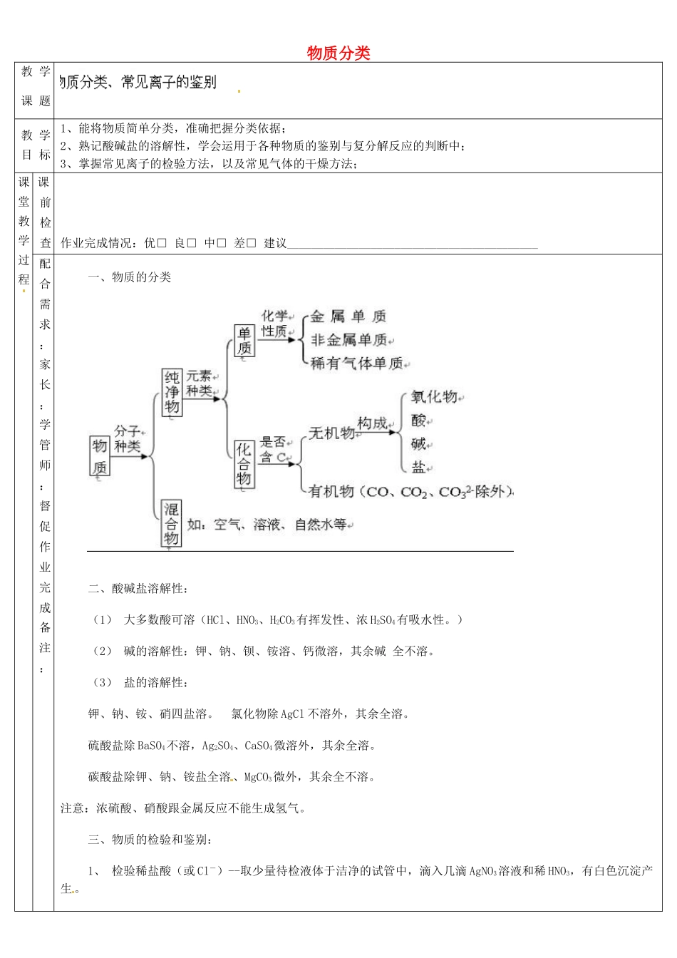 广东省深圳市三人文化发展有限公司九年级化学 物质分类教案_第1页