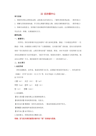 湖南省祁阳县浯溪镇第二中学七年级语文下册 22 在沙漠中心教学案 新人教版