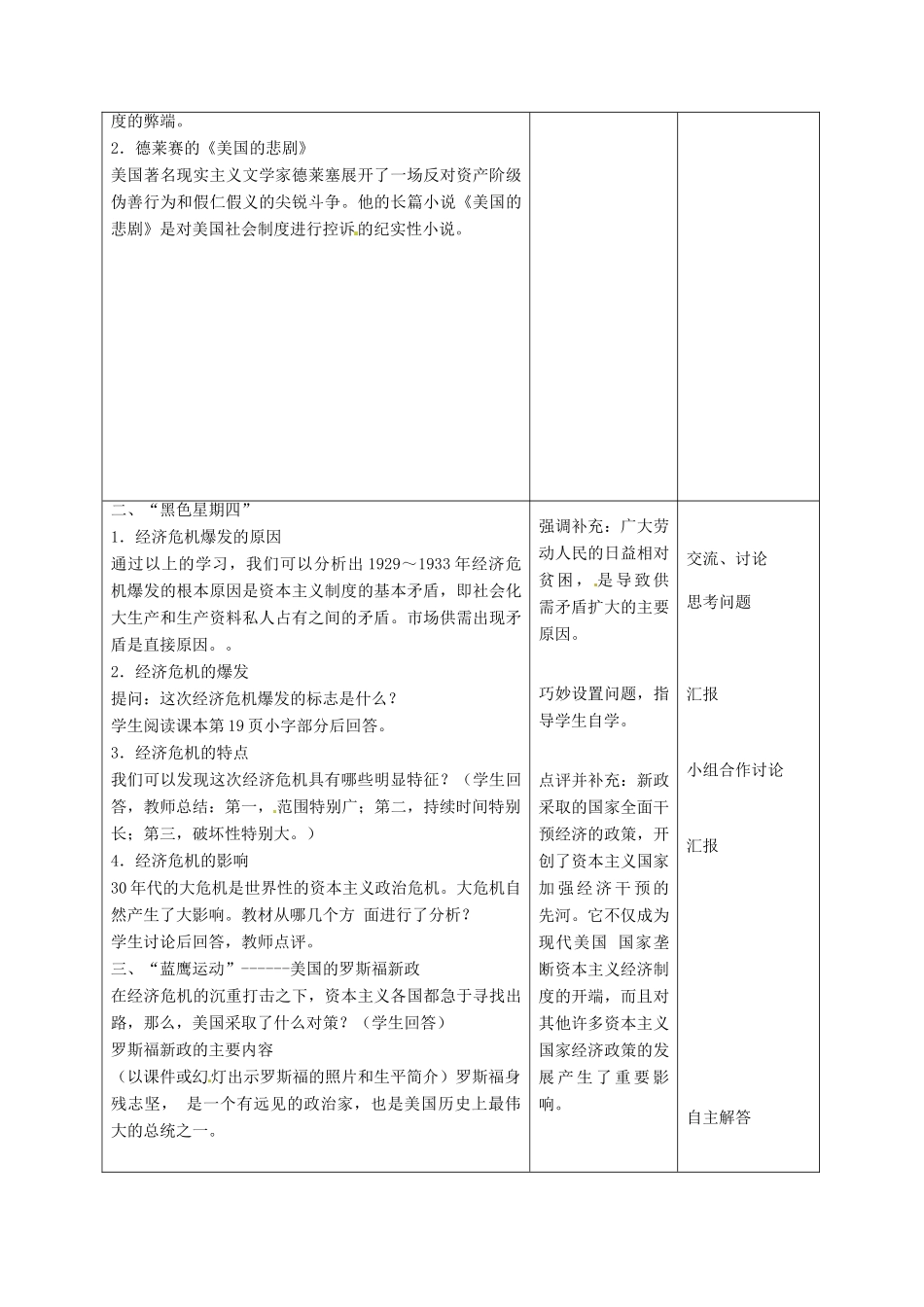 甘肃省酒泉市瓜州二中九年级历史下册《第4课“大危机 ”与“新政”》教学案 北师大版_第2页