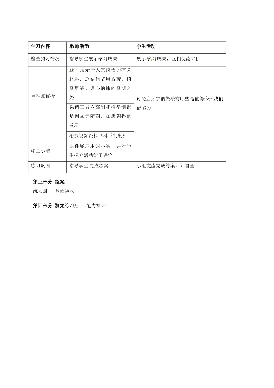 河北省唐山十六中七年级历史下册 第二课 唐太宗与贞观之治讲练测案 冀教版_第2页