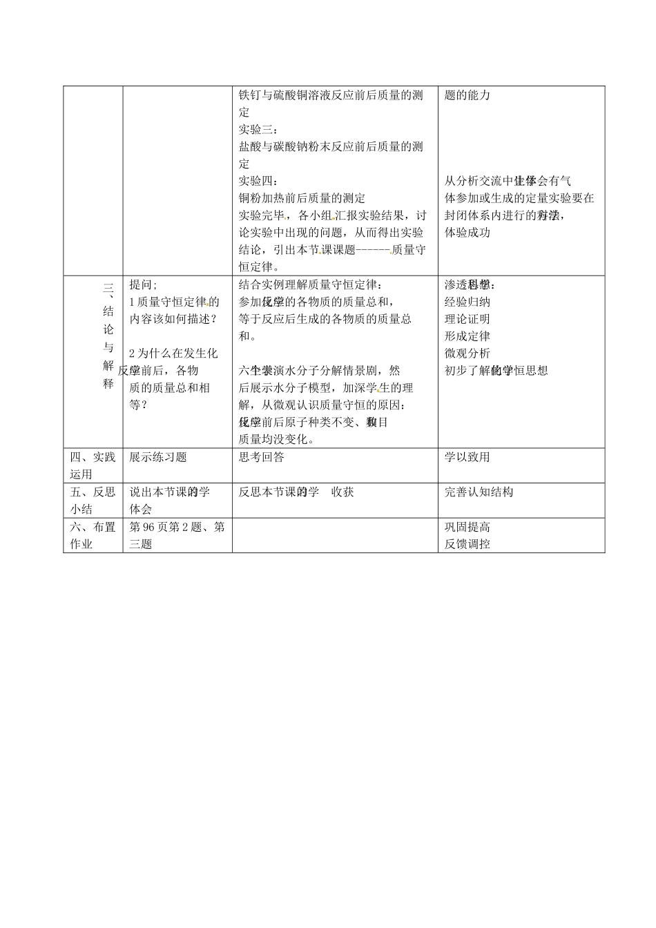 河南省安阳市第六十三中学九年级化学上册 第五单元《化学方程式》课题1《质量守恒定律》教案 新人教版_第2页