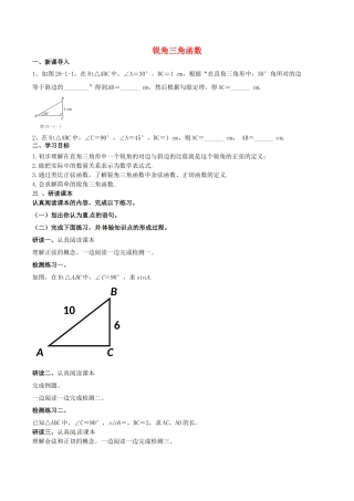 北大绿卡九年级数学下册 28.1 锐角三角函数（1）导学案 （新版）新人教版-（新版）新人教版初中九年级下册数学学案
