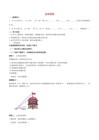 北大绿卡九年级数学下册 28.2.2 应用举例导学案 （新版）新人教版-（新版）新人教版初中九年级下册数学学案