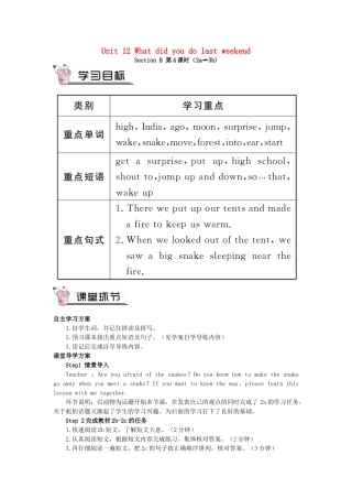 春七年级英语下册 Unit 12 What did you do last weekend Section B（第4课时）导学案 （新版）人教新目标版-（新版）人教新目标版初中七年级下册英语学案