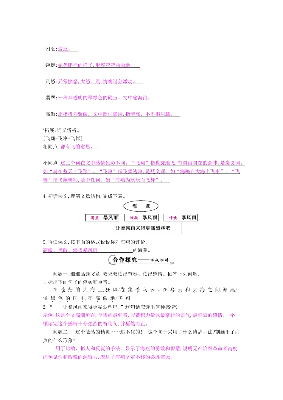 八年级语文下册 第1课 海燕导学案 苏教版-苏教版初中八年级下册语文学案_第2页