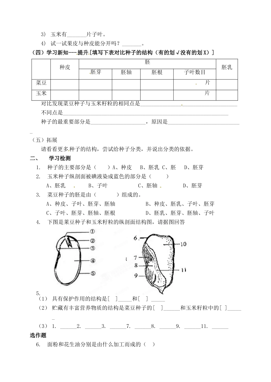 北京市延庆县第四中学八年级生物上册《11.1植物的生物和发育》学案一_第2页