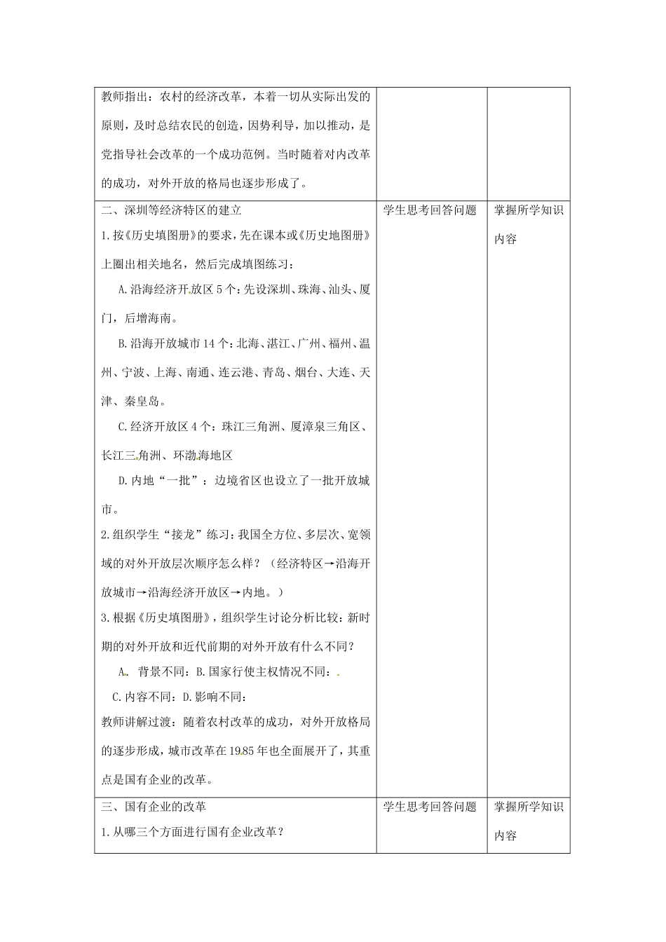 江苏省昆山市锦溪中学八年级历史下册 第9课 改革开放教案 新人教版_第2页