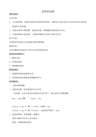 沪教版九年级化学淀粉和油脂