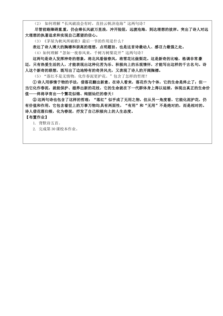 八年级语文下册 第30课《诗五首》教学案 新人教版-新人教版初中八年级下册语文教学案_第2页