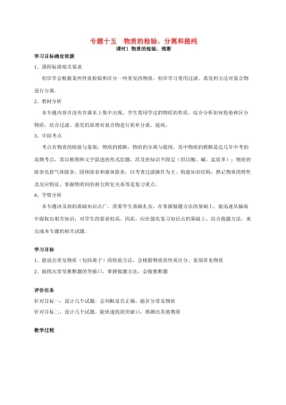 河南省商水县张明一中中考化学专题复习 第1课时 物质的检验、推断教案-人教版初中九年级全册化学教案