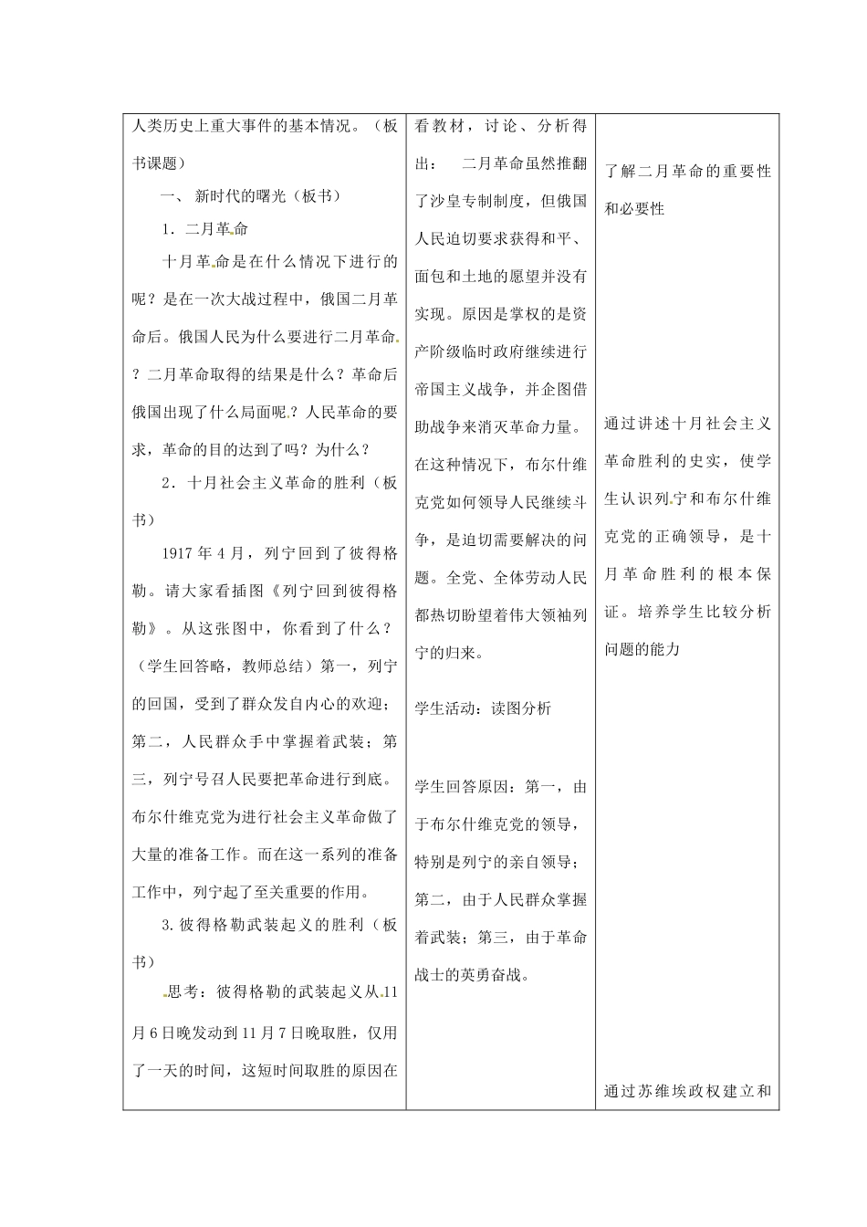 湖北省安陆市德安初级中学九年级历史下册《第1课 俄国十月革命》教案 新人教版 新人教版_第2页